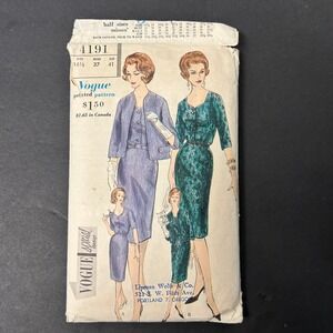 Vintage 60's Vogue 4191 Sewing Pattern Misses 16.5‎ Dress Jacket Set